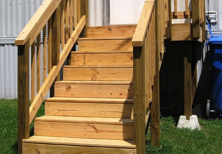 Exterior Stairs - Solid Riser Stair Design with Deck Block Base