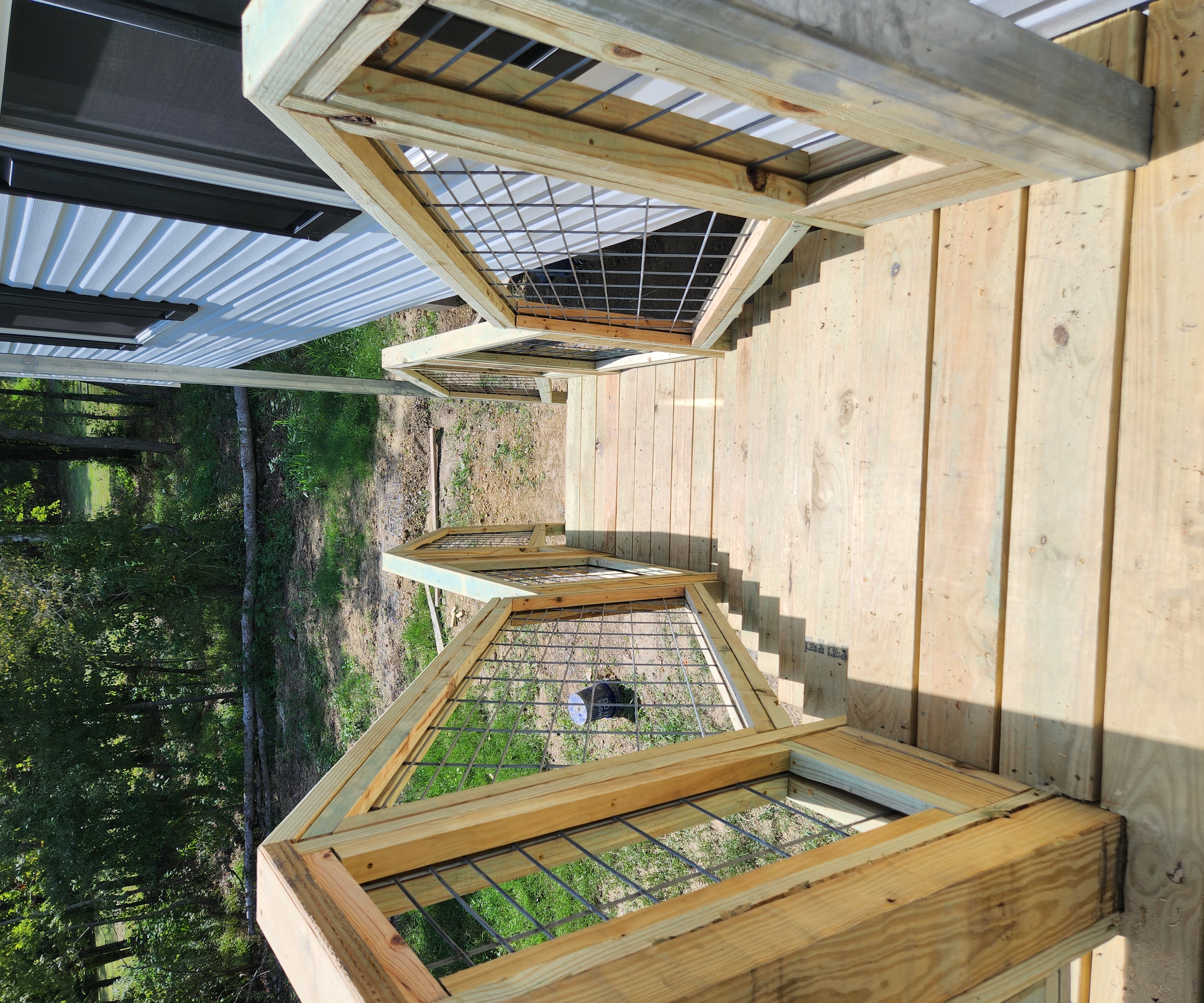 Exterior Stairs - Wire Mesh Infill Timber Frame Railing Deck