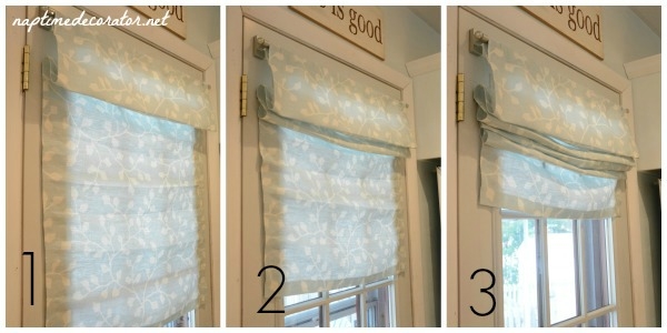 Fabric Door Shade with Pale Blue Botanical Vine Pattern