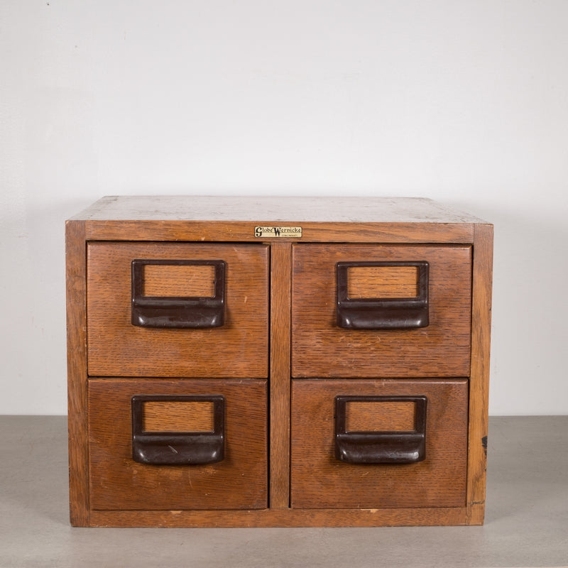 File Cabinet: Globe Wernicke Bakelite Handle Cabinet 4 Drawer Grid
