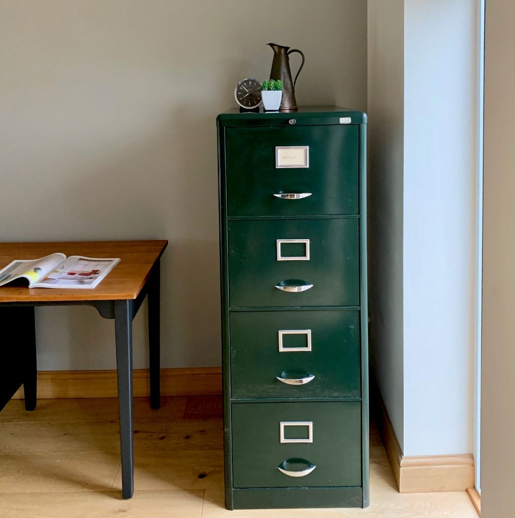 Filing Cabinet: Forest Green Filing Cabinet by Milner Steel Storage