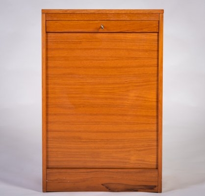 Filing Cabinet: Vertical 1960s Scandinavian Teak Tambour Chest