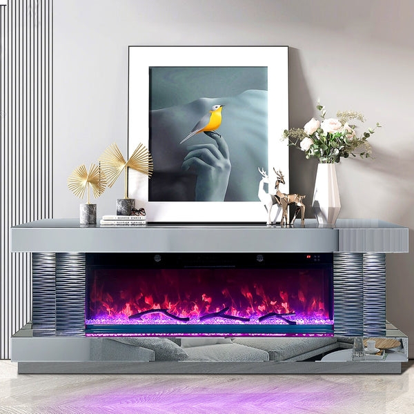 Fireplace Tv Stand boasting Led Underglow and Purple LED Stand