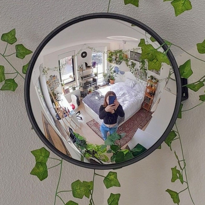 Fish Eye Mirror Ivy Drapery Bohemian Bedroom Accent