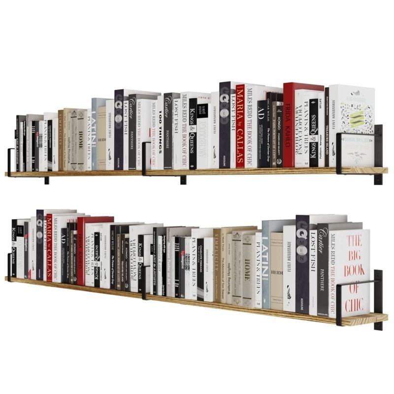 Floating Shelf: Integrated Bookends Matte Black Wall Decor