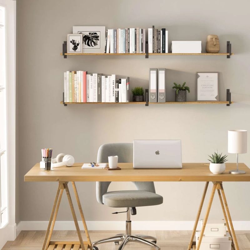 Floating Shelf: Slim Profile Paulownia Wood Floating Shelves