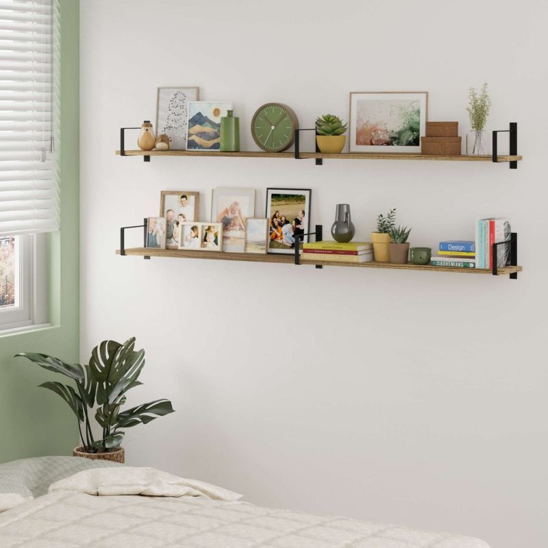Floating Shelf: Tiered Display Paulownia Wood Shelving
