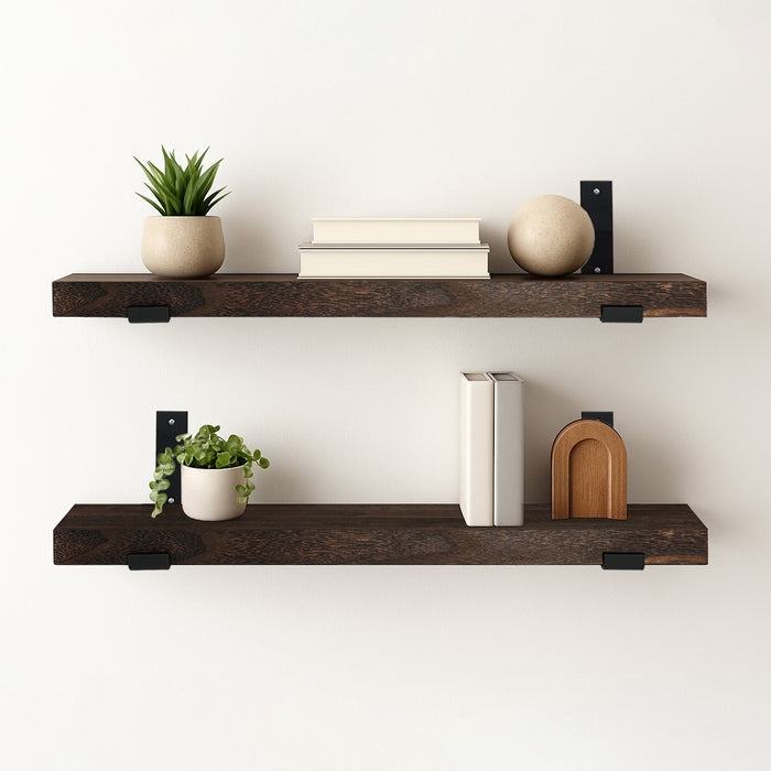 Floating Shelves: Alternating Bracket Positions Thick Decor