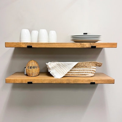 Floating Shelves: Thick Wood Profile J Bracket Wall Shelf