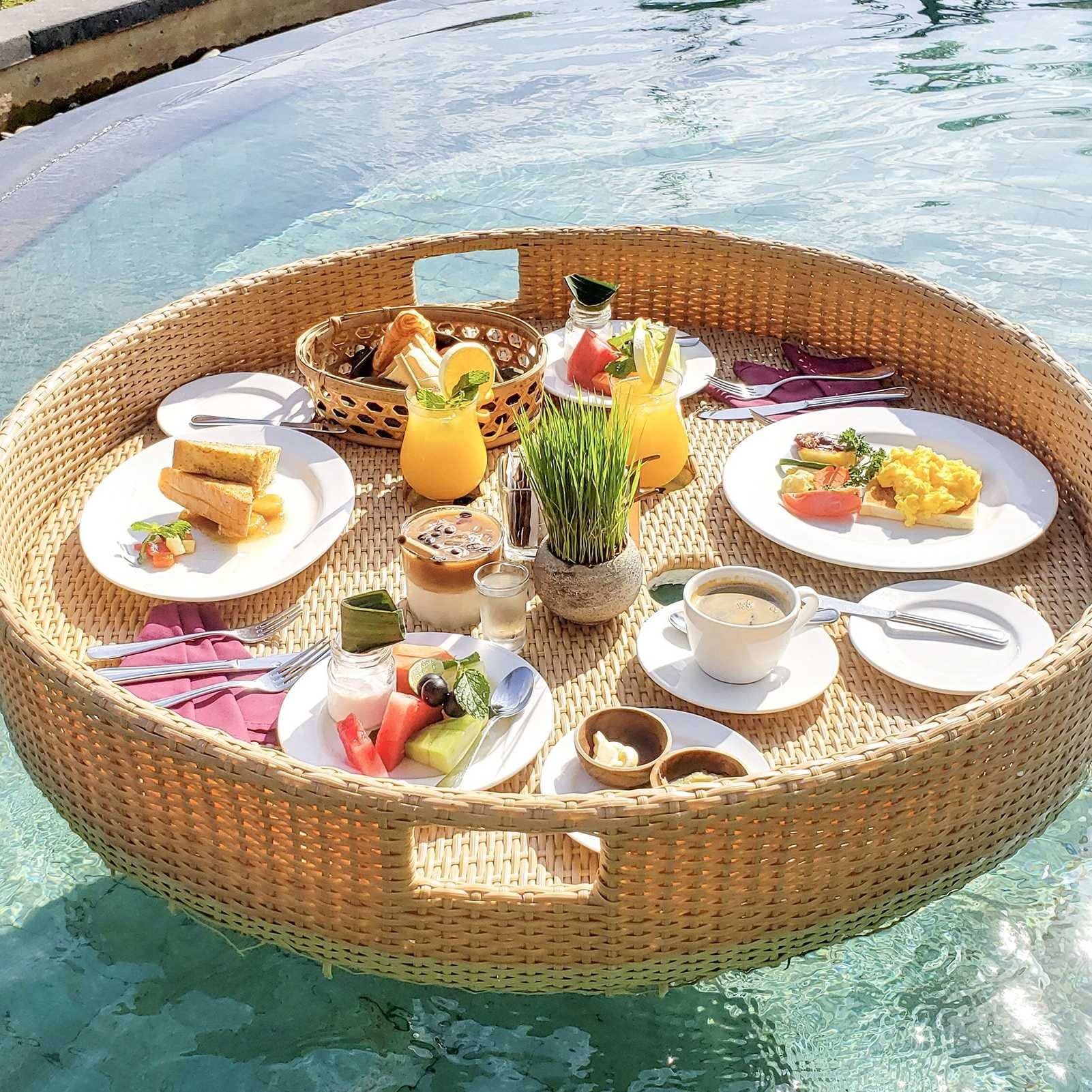 Floating Tray Natural Tan Circular Silhouette Woven Float