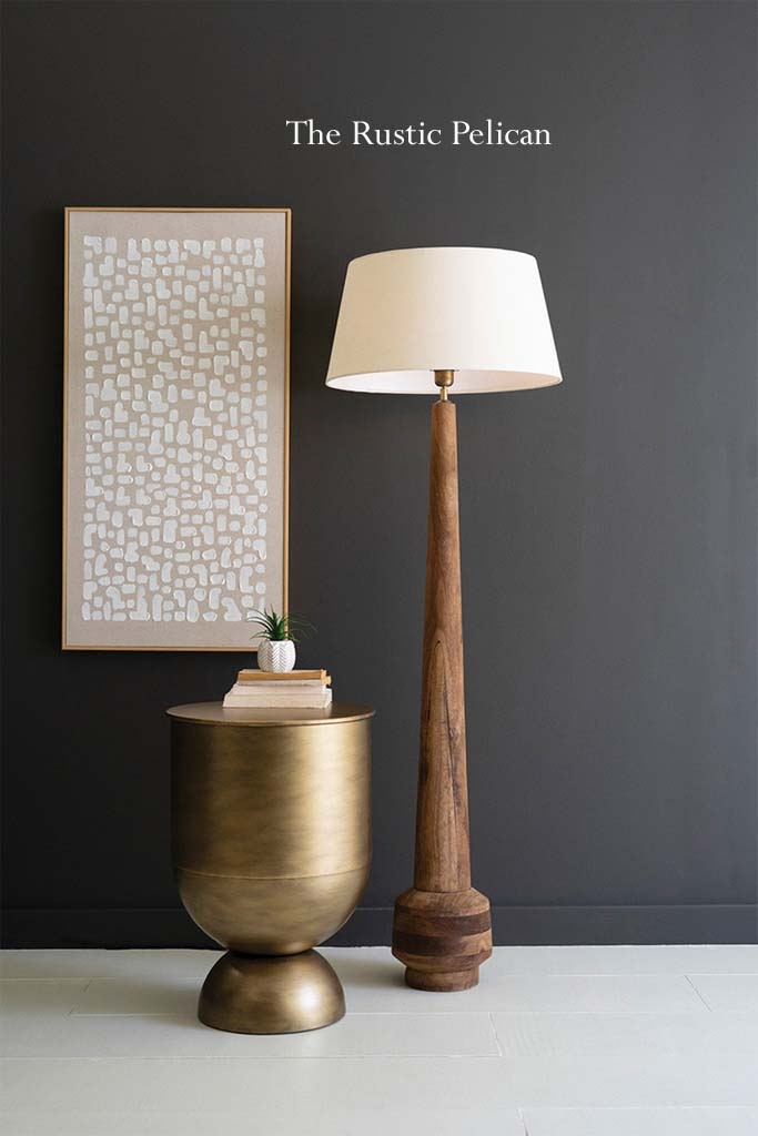 Floor Lamp with Tapered Wood Base and modern farmhouse floor lamp