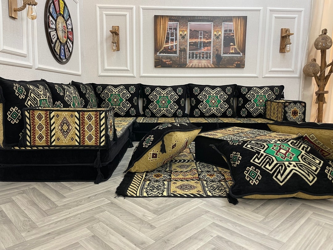 Floor Sofa Set with Floor Level Design and Kilim Patterns