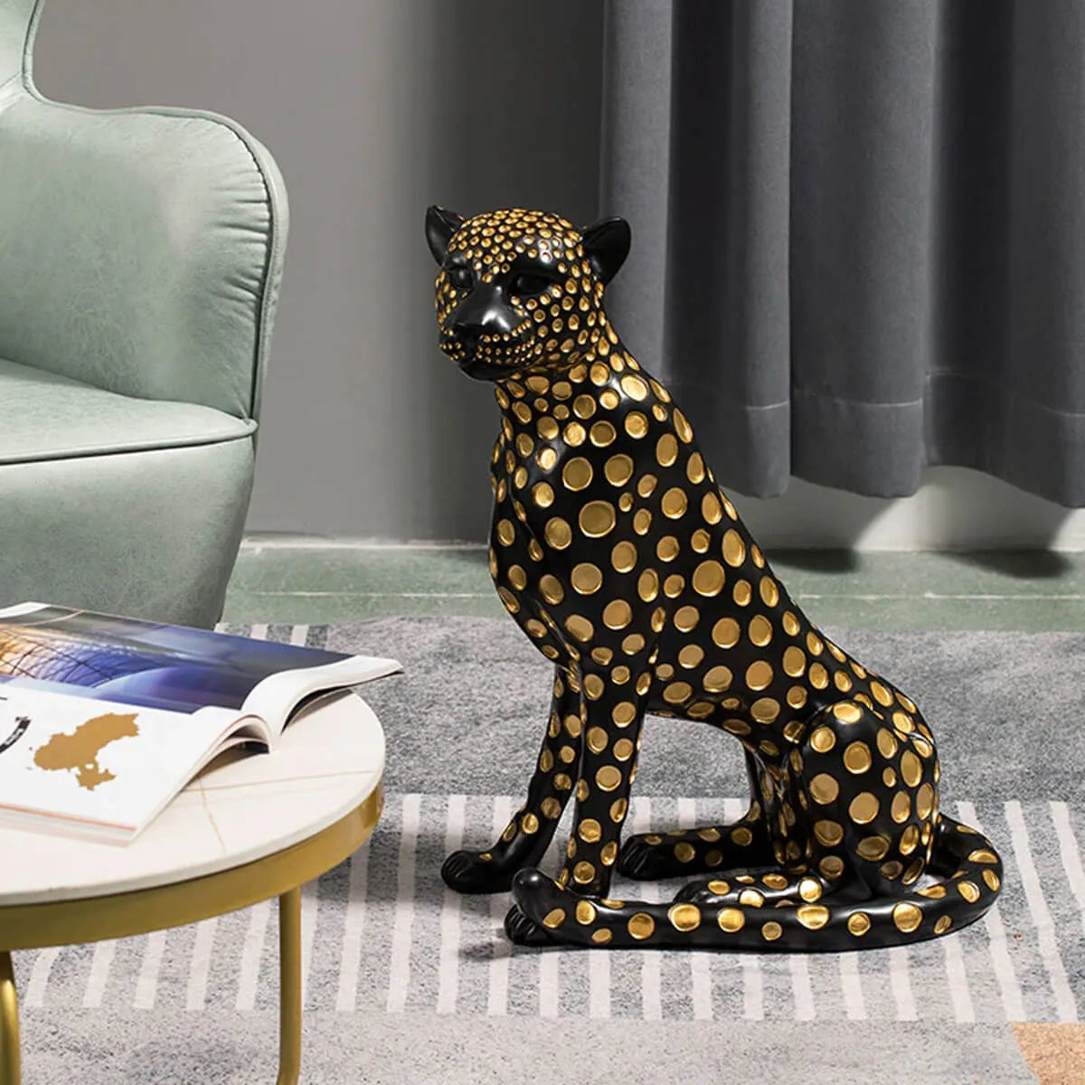 Floor Statue: Black Gold Contrast Large Luxury Floor Statue