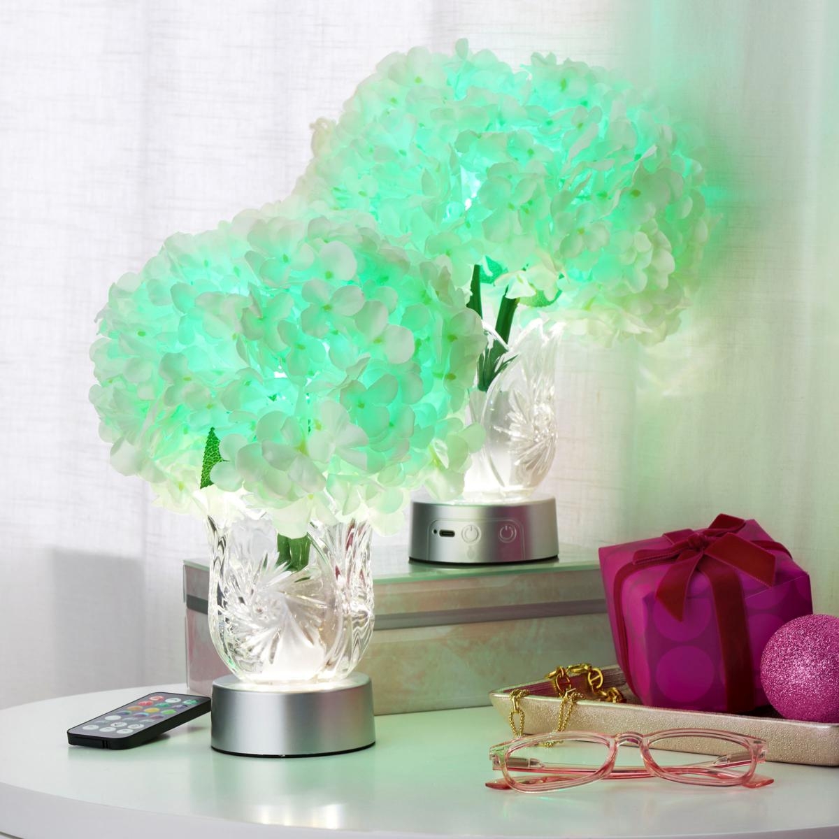 Floral Table Lamp: Rechargeable Crystal Base Flower Lamp