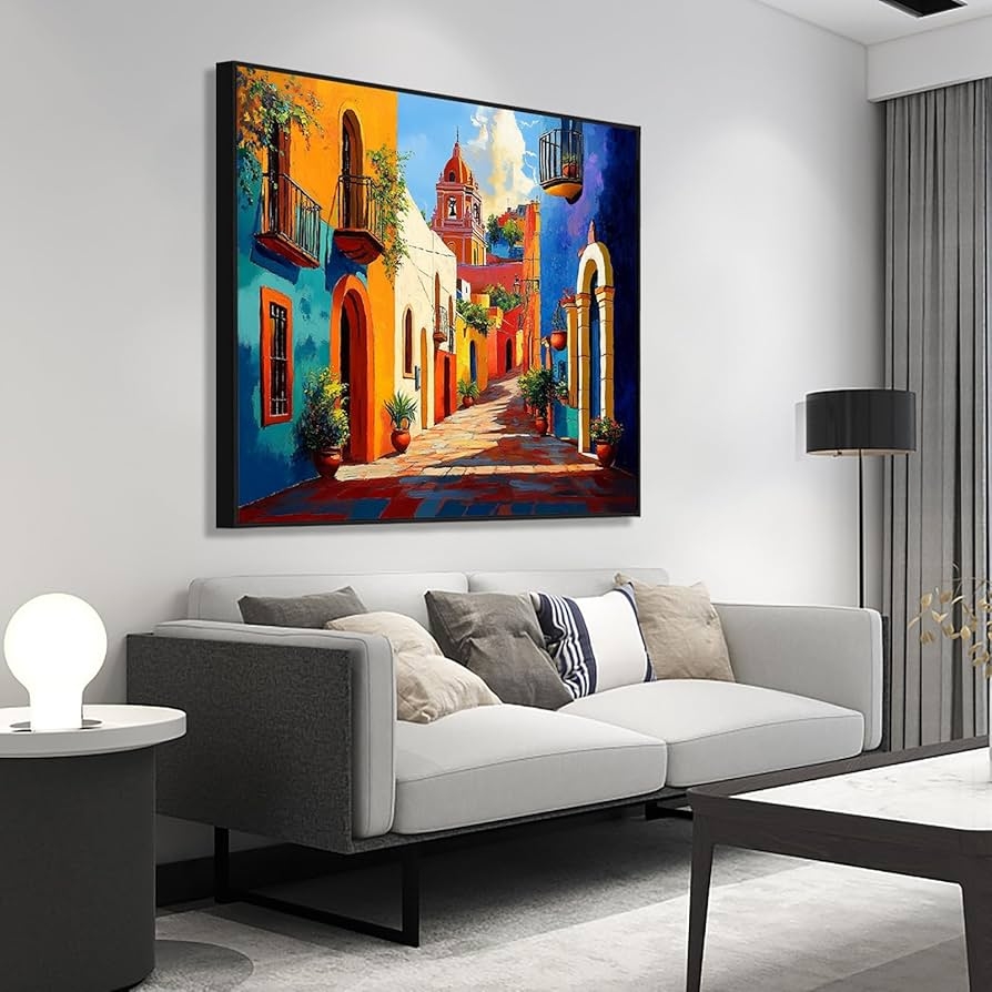 Framed Canvas Art: Vibrant Modern Moroccan Interior Decor