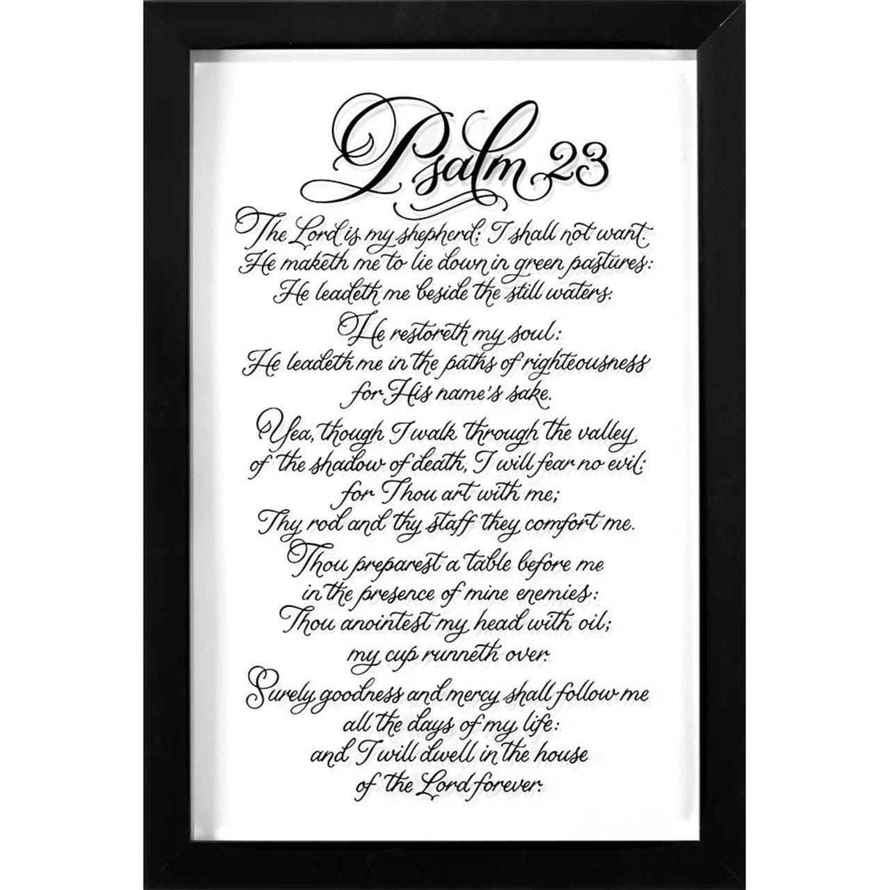 Framed Wall Art Calligraphy Script Matte Black Frame Psalm 23