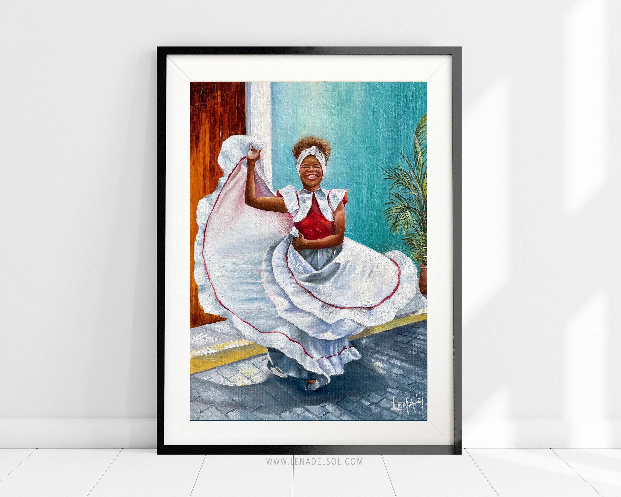 Framed Wall Art Matte Black Frame Cultural Portrait