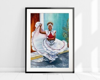 Framed Wall Art Matte Black Frame Cultural Portrait