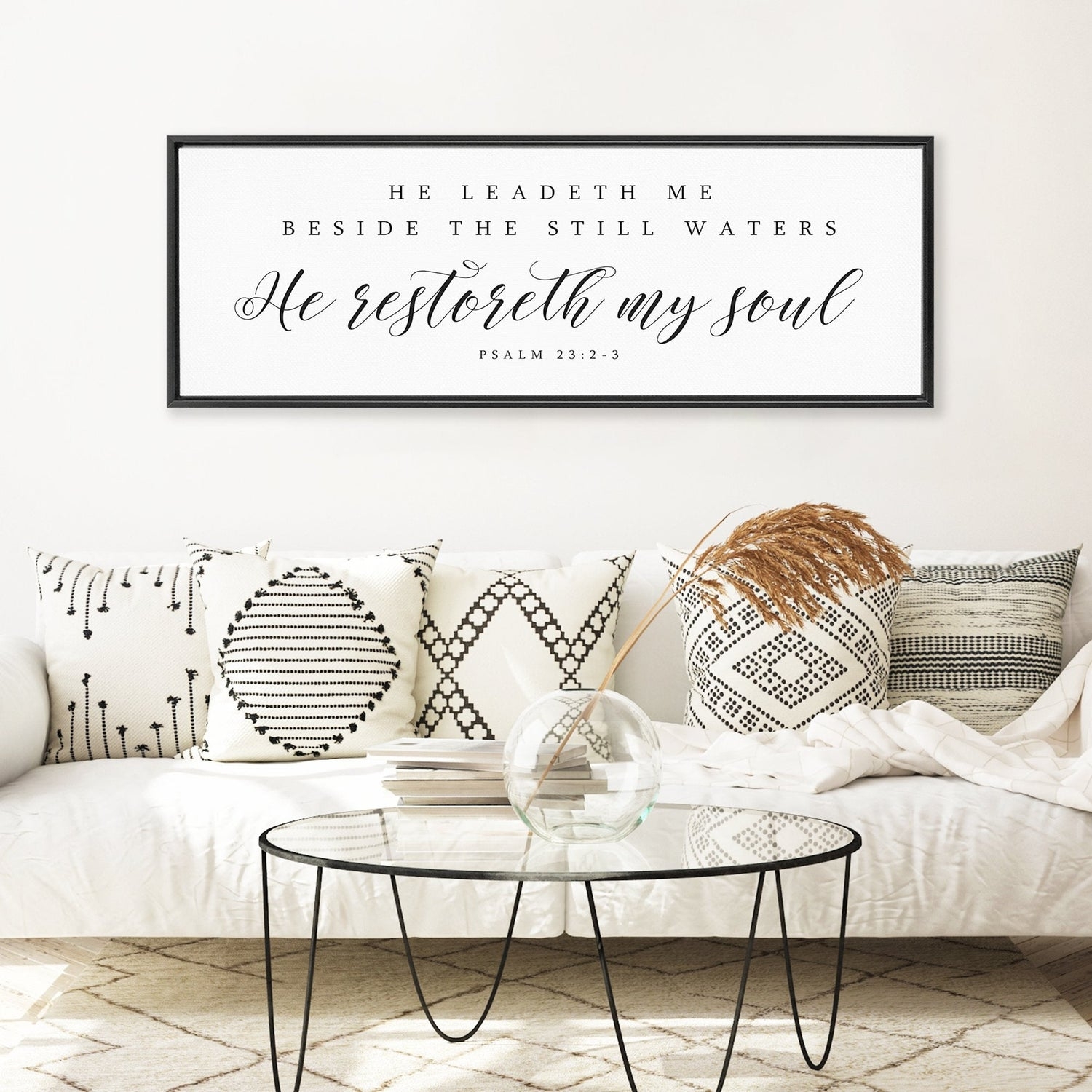 Framed Wall Art Panoramic Typography Biblical Verse Sign
