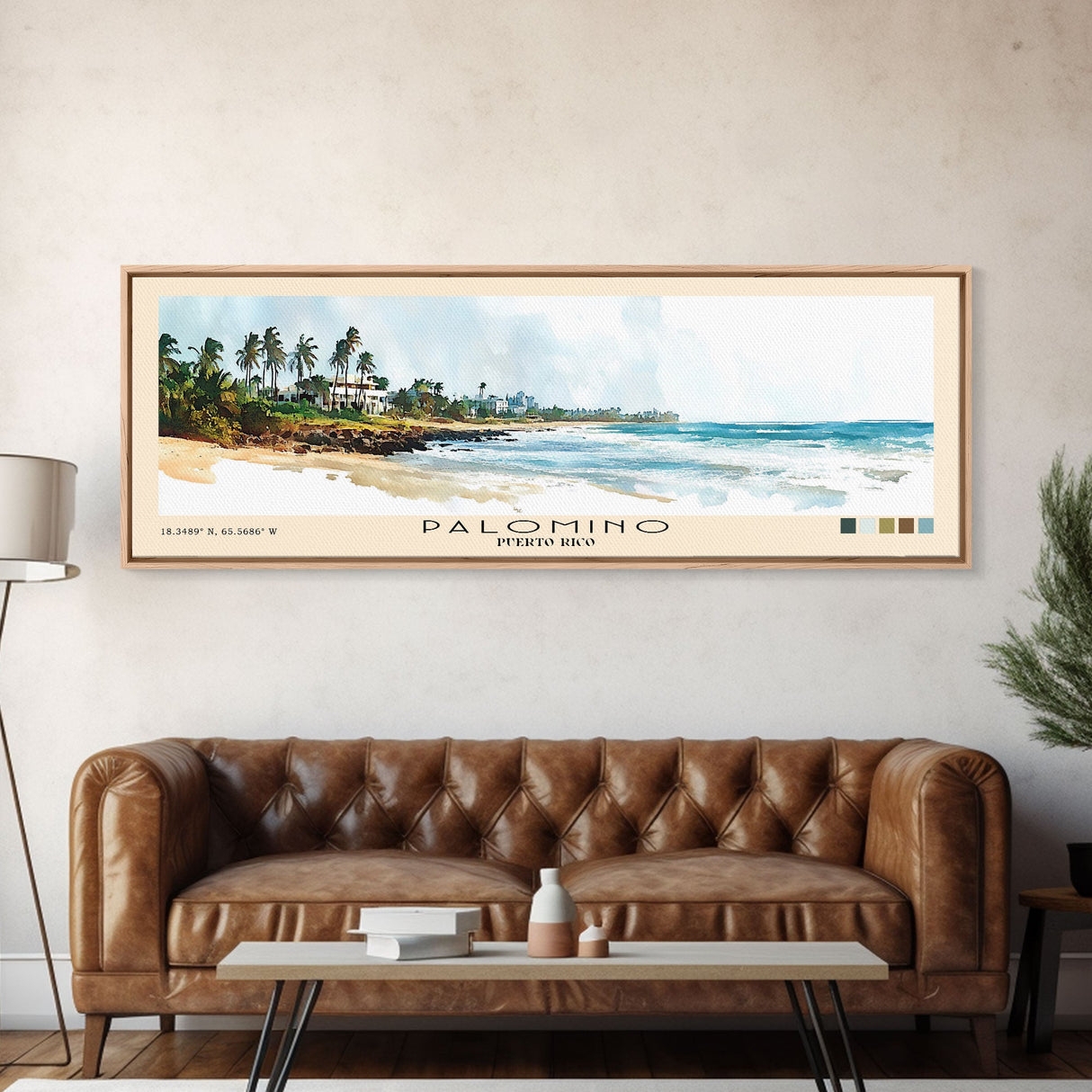 Framed Wall Art Panoramic Watercolor Beach Print Format