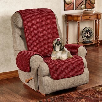 Furniture Protector: Burgundy Grid Puff Tuck Flaps