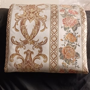 Furniture Slipcover: Damask Floral Mix Vertical Trim