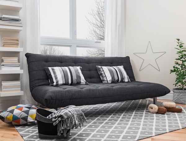 Futon Sofa With Armless Sofa Bed Profile Charcoal Tufted Futon