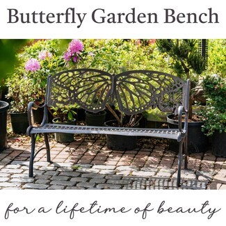 Garden Bench: Antique Bronze Metal with Filigree Detail