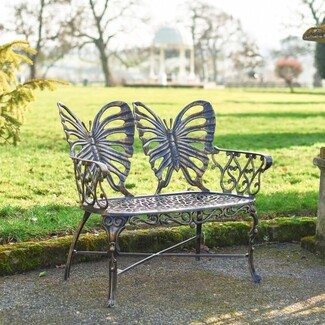 Garden Bench: Gold Highlights Antique Bronze Metal