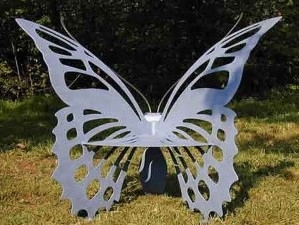 Garden Bench: Periwinkle Sculptural Frame Garden Art