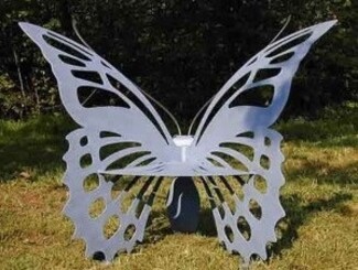 Garden Bench: Periwinkle Sculptural Frame Garden Art