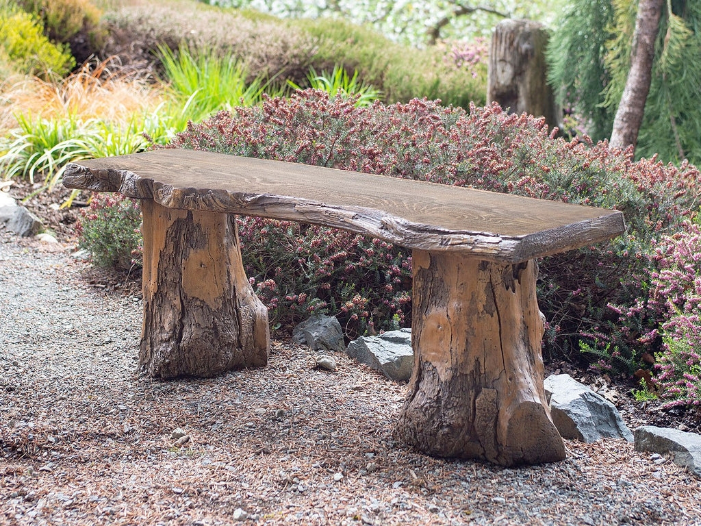 Garden Bench with Trunk Bases and Rustic Modern Design