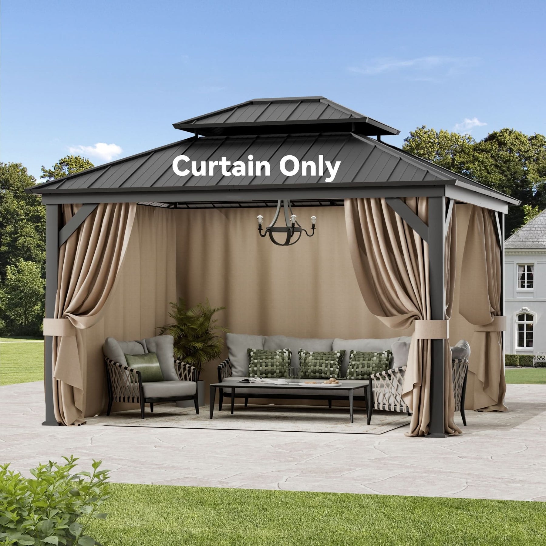 Gazebo Curtain Two Way Zipper Full Privacy Wrap Panels