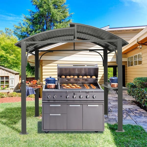 Grill Canopy Arched Double Roof Integrated Shelves