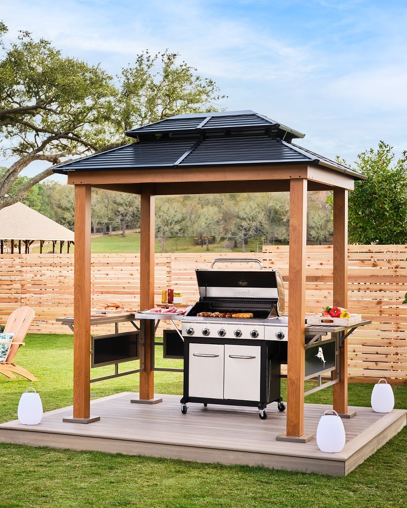 Grill Shelter Tiered Ventilation Roof Marlin Logo