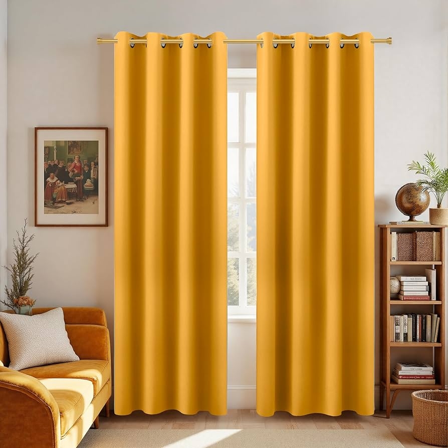 Grommet Curtains Sunflower Yellow Retro Grommet Curtain Panels