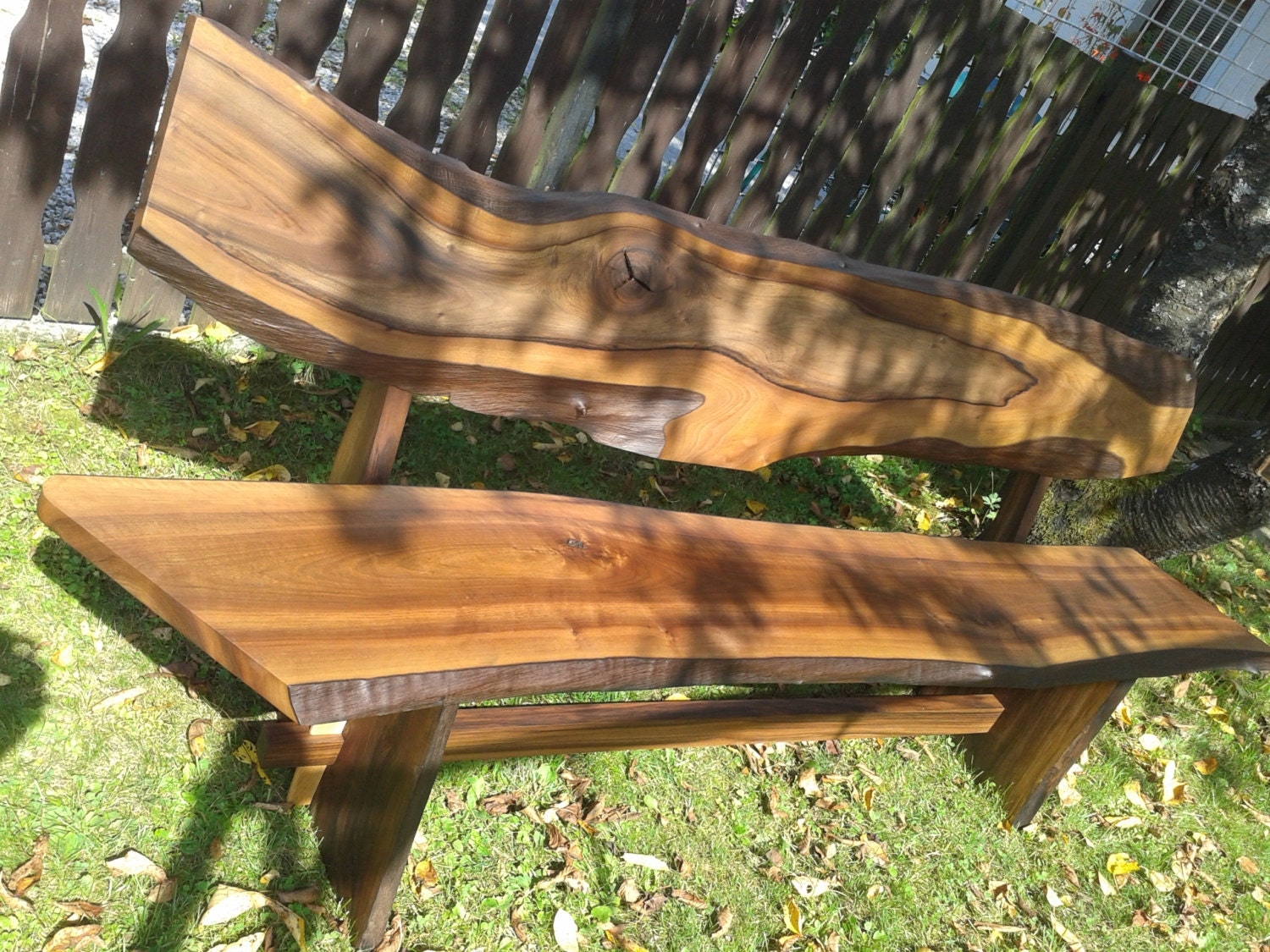 Handcrafted Live Edge Bench with Back and Natural Shape