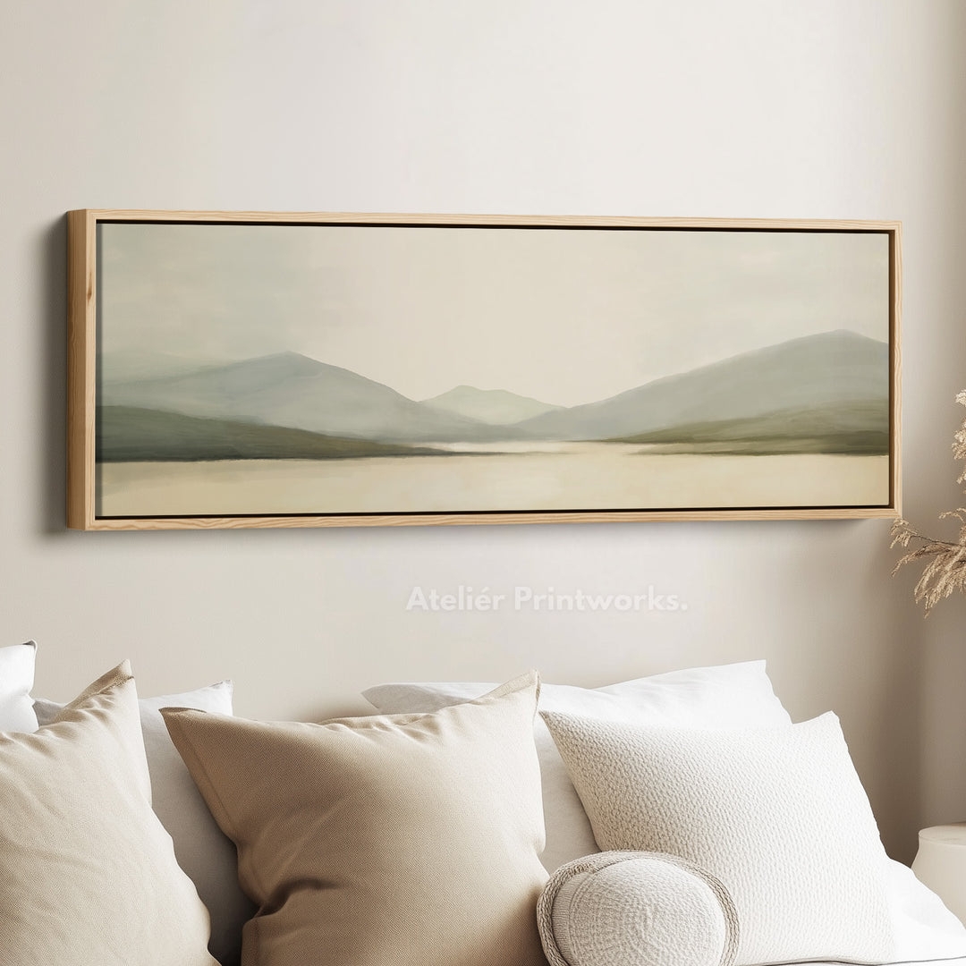 Horizontal Wall Art Wood Floating Frame Panoramic Mountain Art