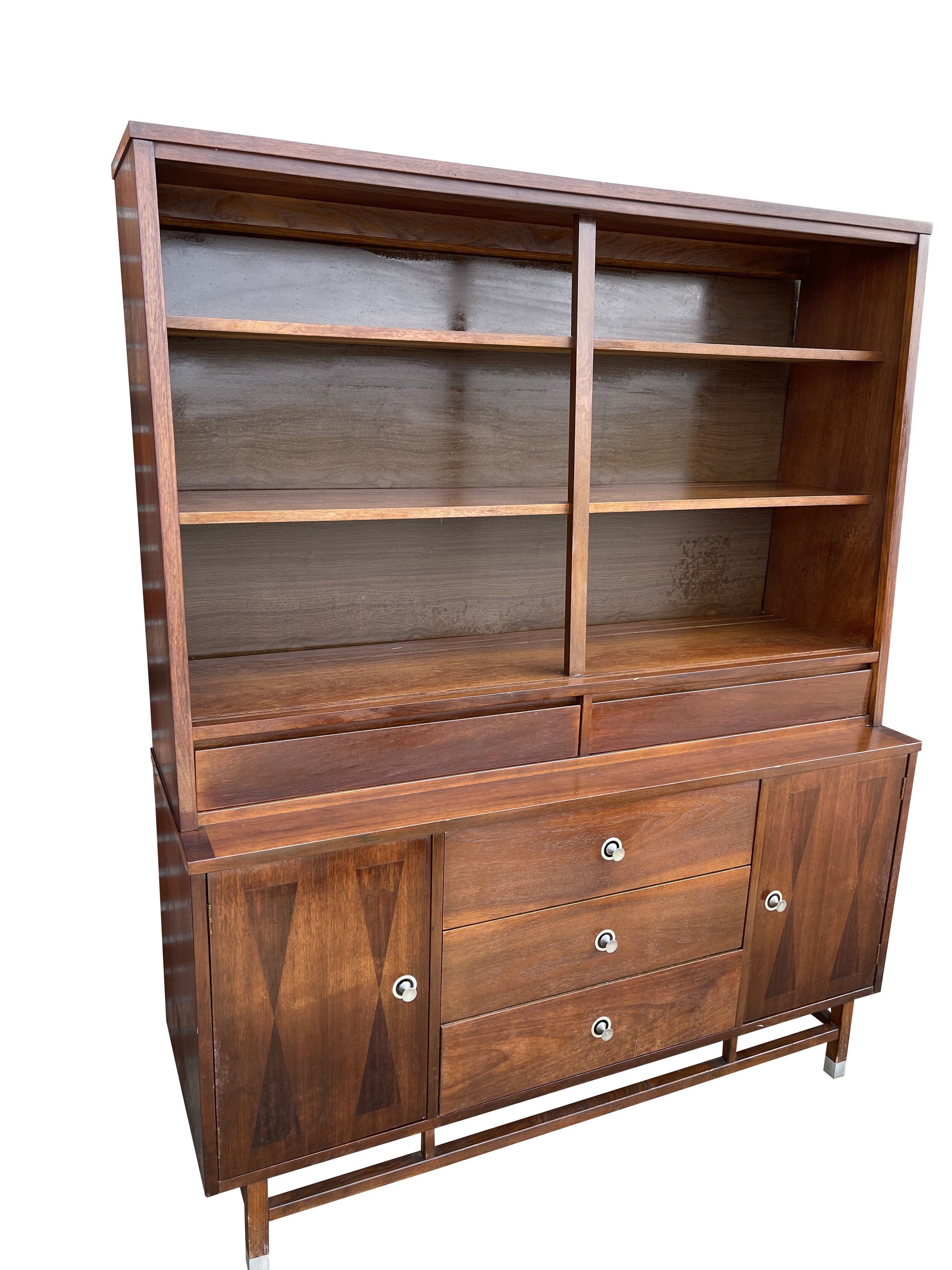 Hutch Cabinet | Diamond Door Inlays | Stanley Walnut Hutch