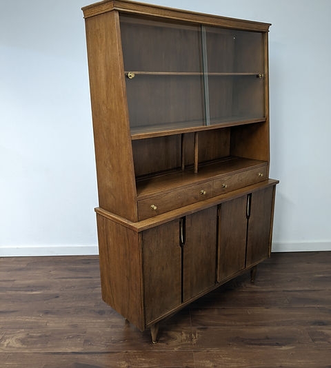 Hutch | Sliding Glass Doors | Vertical Wood Pulls Sideboard