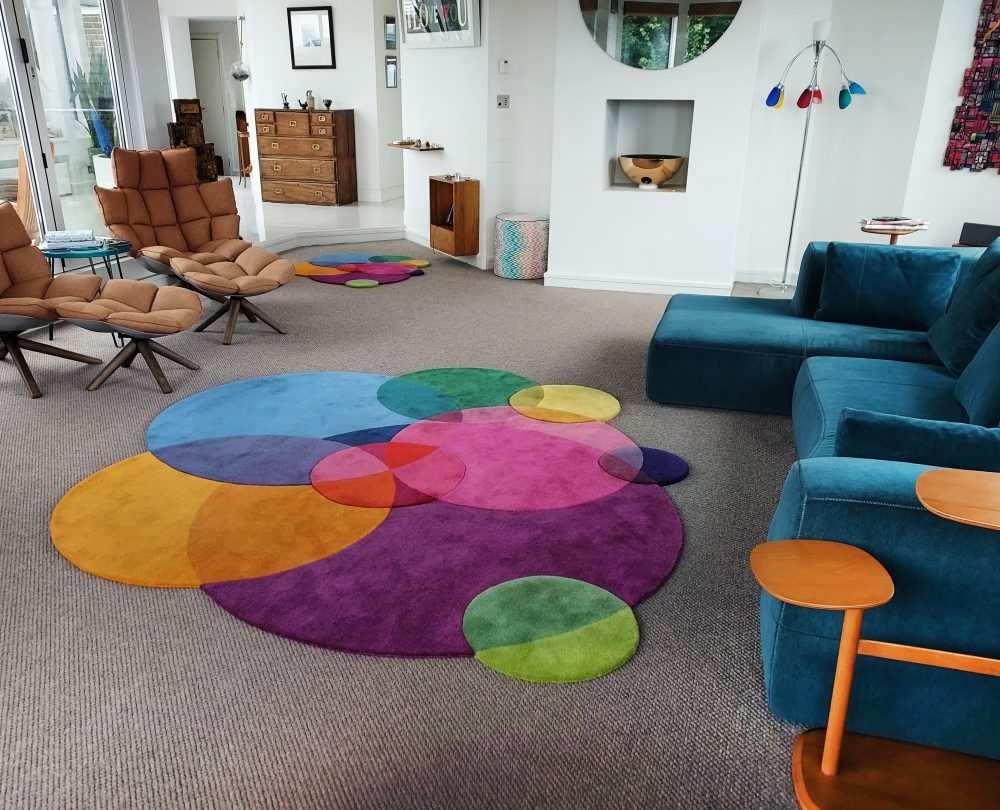 Irregular Area Rug Colorful Bubble Overlapping Circles