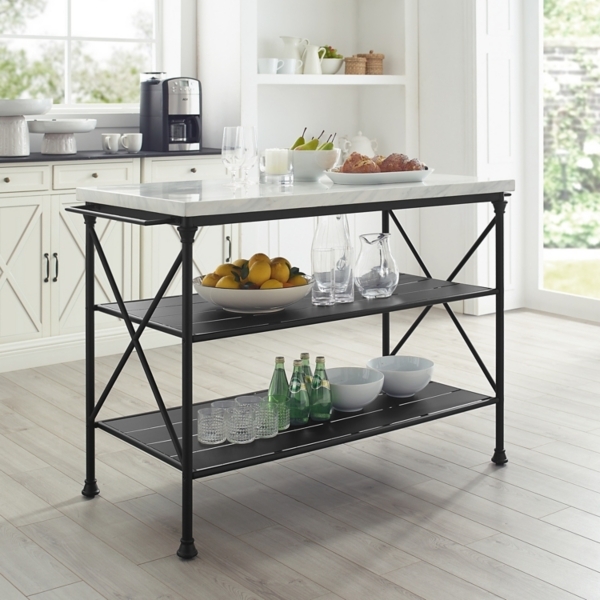 Kitchen Island including X-Brace Sides and 3-Tier Shelving