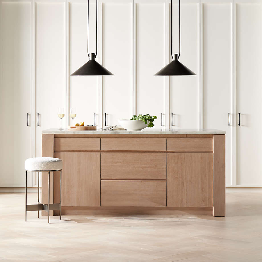 Kitchen Island with Natural Oak Storage and Marble Top