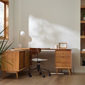 L-Shaped Desk Acorn Wood Modular Design Home Office Setup