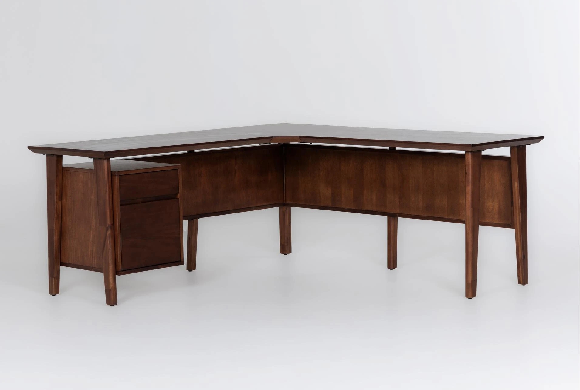 L-Shaped Desk Dark Wood Modesty Panels Executive Corner Desk