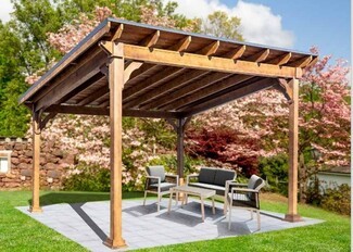 Lean To Pavilion: Decorative Corbels Wood Patio Shelter