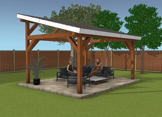 Lean To Pavilion: Four Post Design Outdoor Lounge Plans