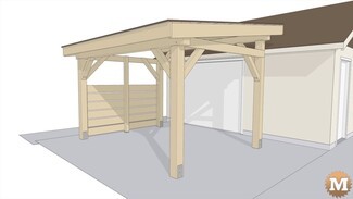 Lean To Pavilion: Horizontal Slat Wall Timber Frame