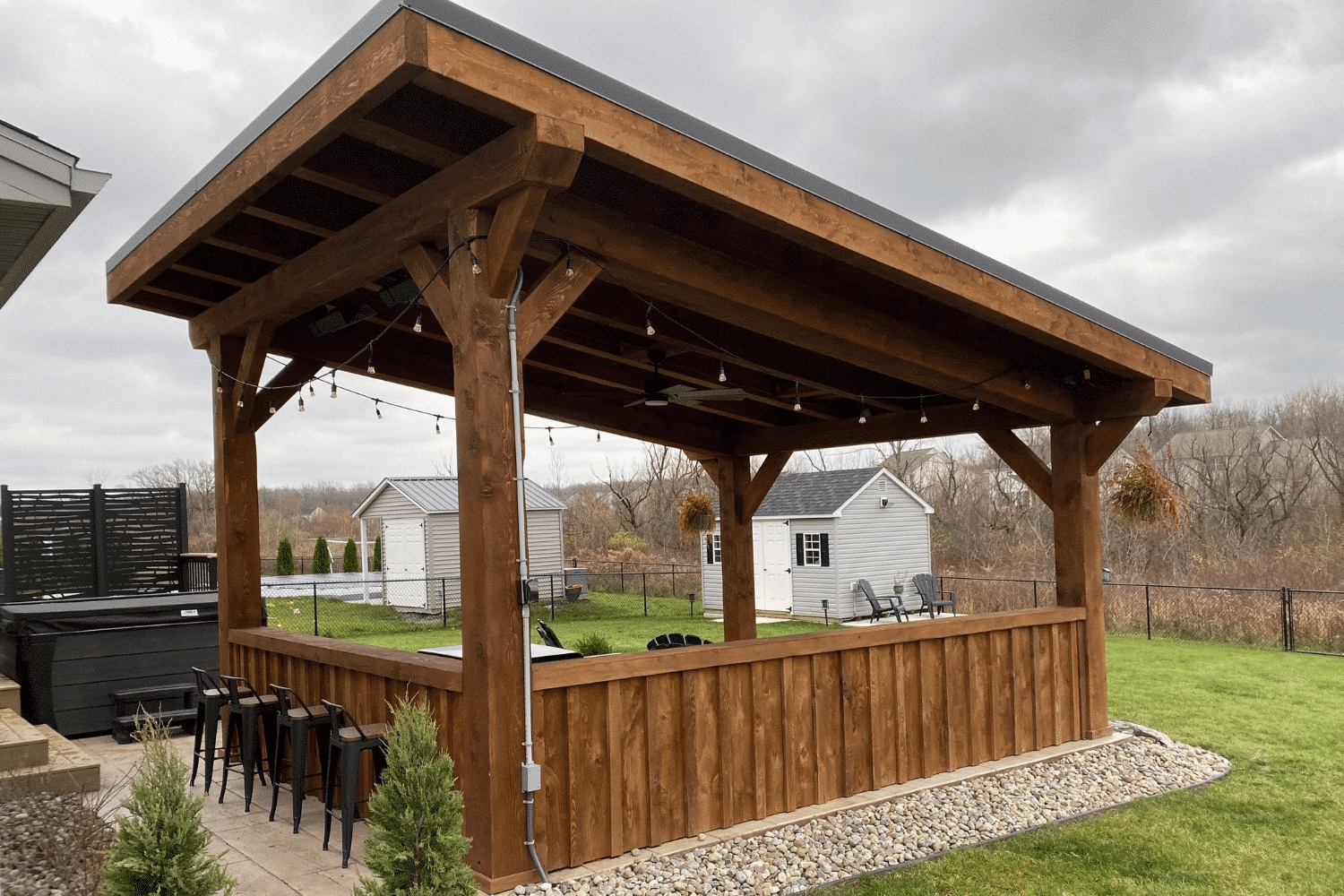 Lean To Pavilion: Integrated Bar Timber Structure Kit