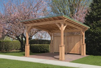 Lean To Pavilion: Lattice Privacy Wall Wood Patio Shelter